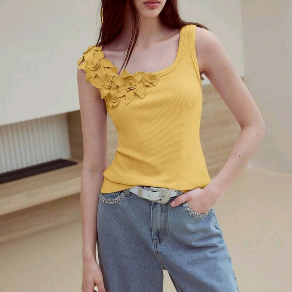 APPLIQUES RIB-KNIT TANK TOP - Picture 3 of 5